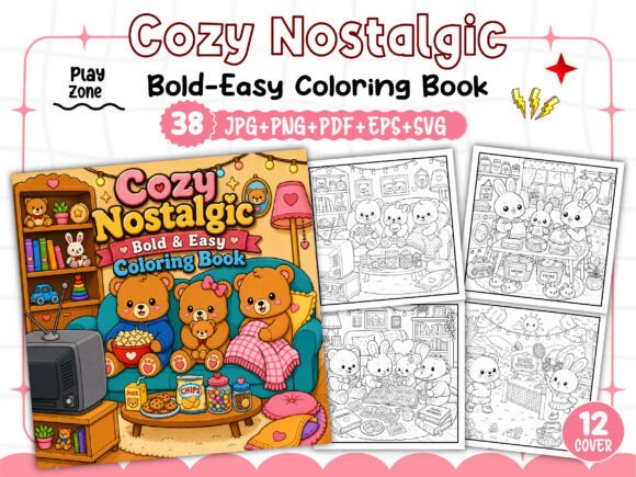Bold Easy Cozy Nostalgic Coloring Book
