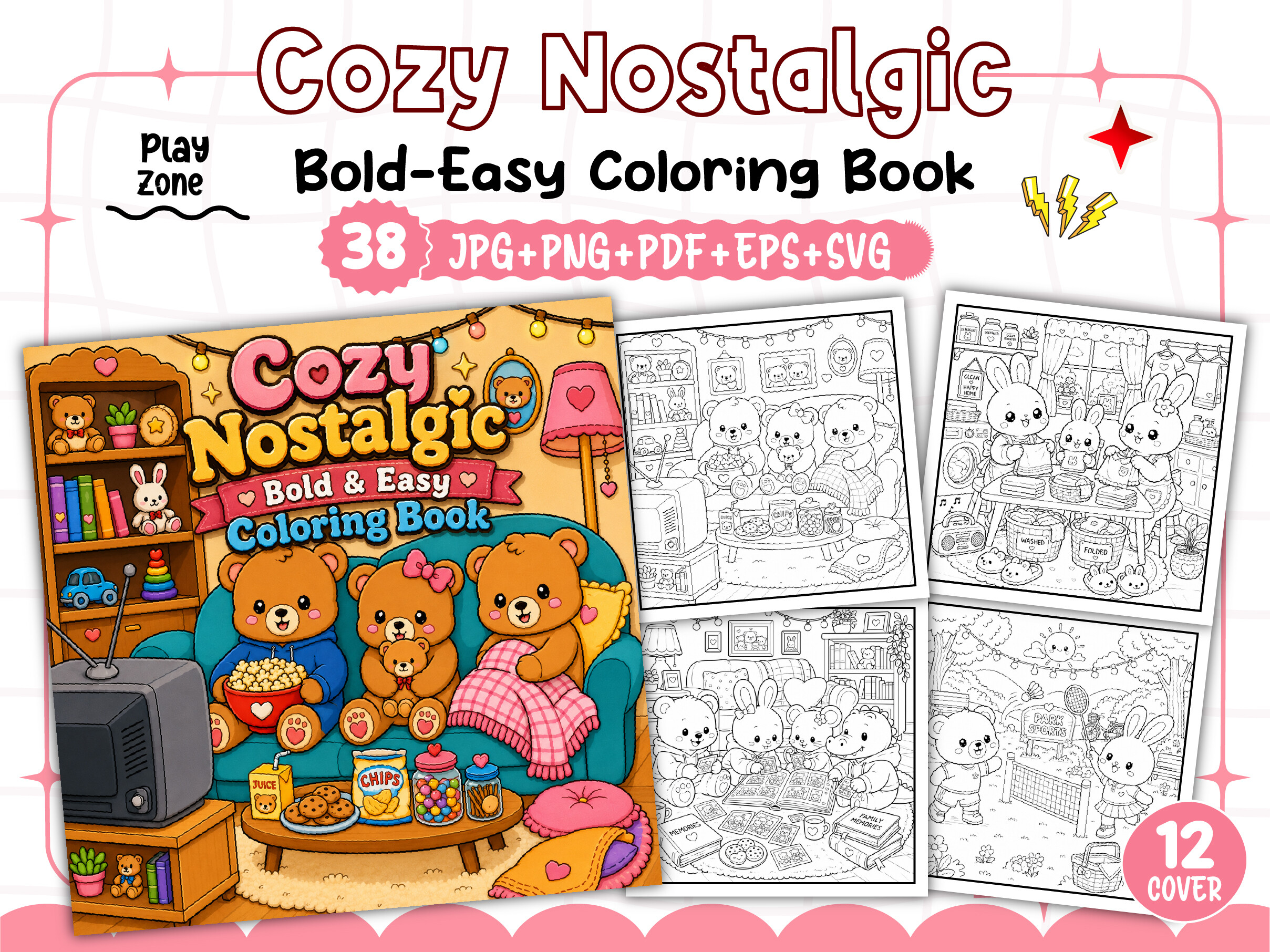 Bold Easy Cozy Nostalgic Coloring Book