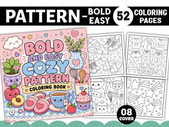 Preview of Bold Easy Pattern Coloring Book Pages coloring pages for kids