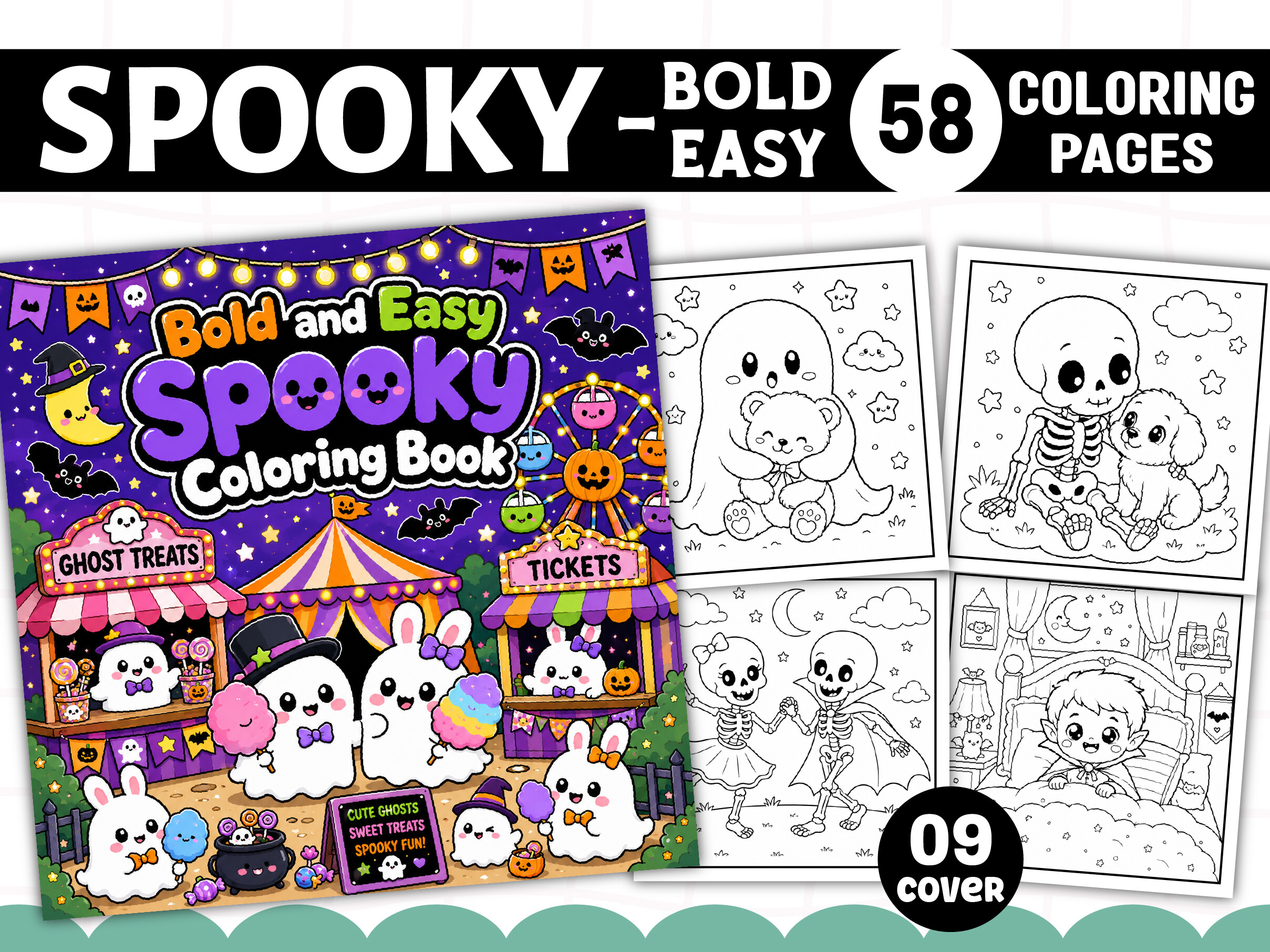 Bold and Easy Spooky Coloring Book Pages
