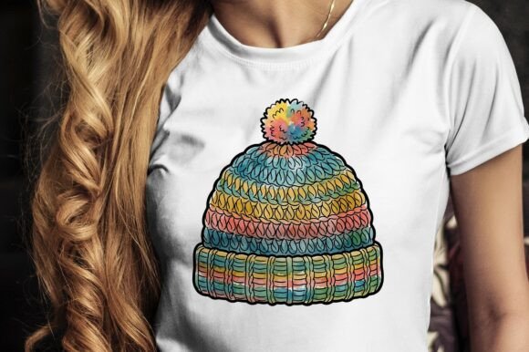 Bright Knitted Winter Hat with Fluffy