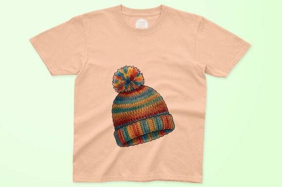 Bright Knitted Winter Hat with Striped