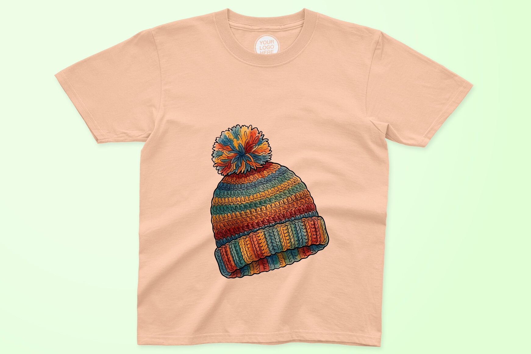 Bright Knitted Winter Hat with Striped