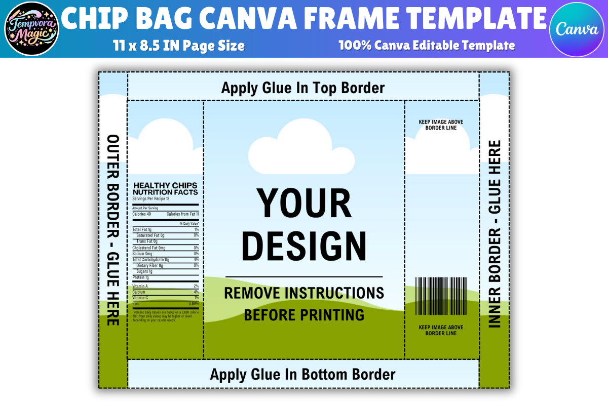 Chip Bag Canva Frame Editable Template