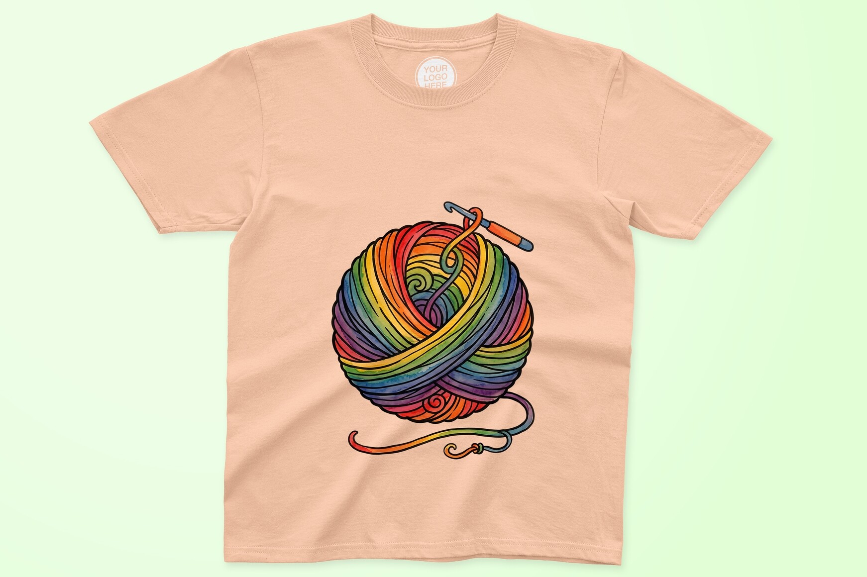 Colorful Yarn Ball with Crochet Hook