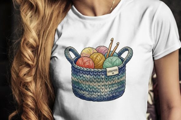 Colorful Yarn in Crochet Basket