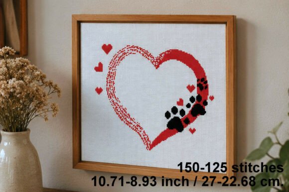 Cross Stitch Heart and Paw Pattern File