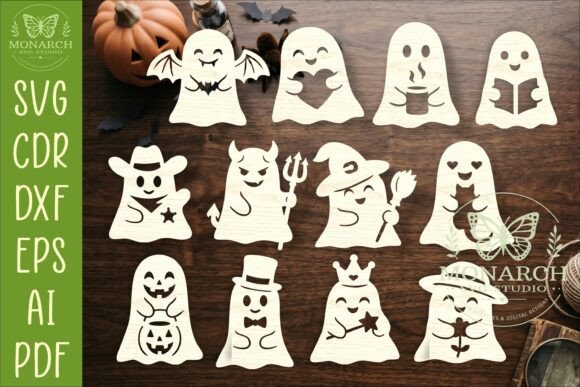 Cute Ghost SVG Halloween Shape Bundle
