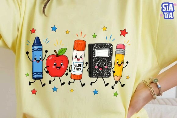 Cute School Supplies Characters PNG