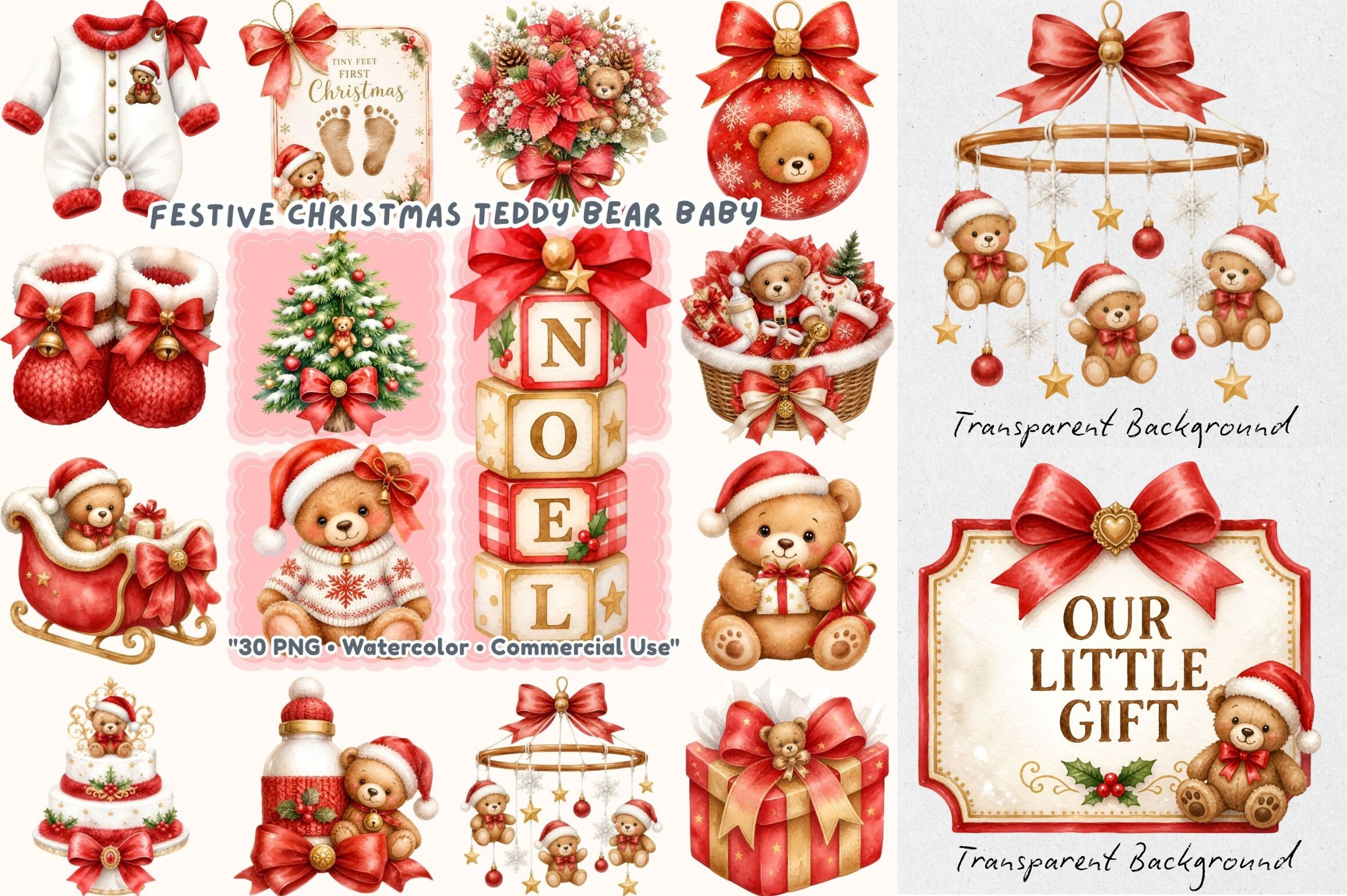 Festive Coquette Christmas Baby Bear