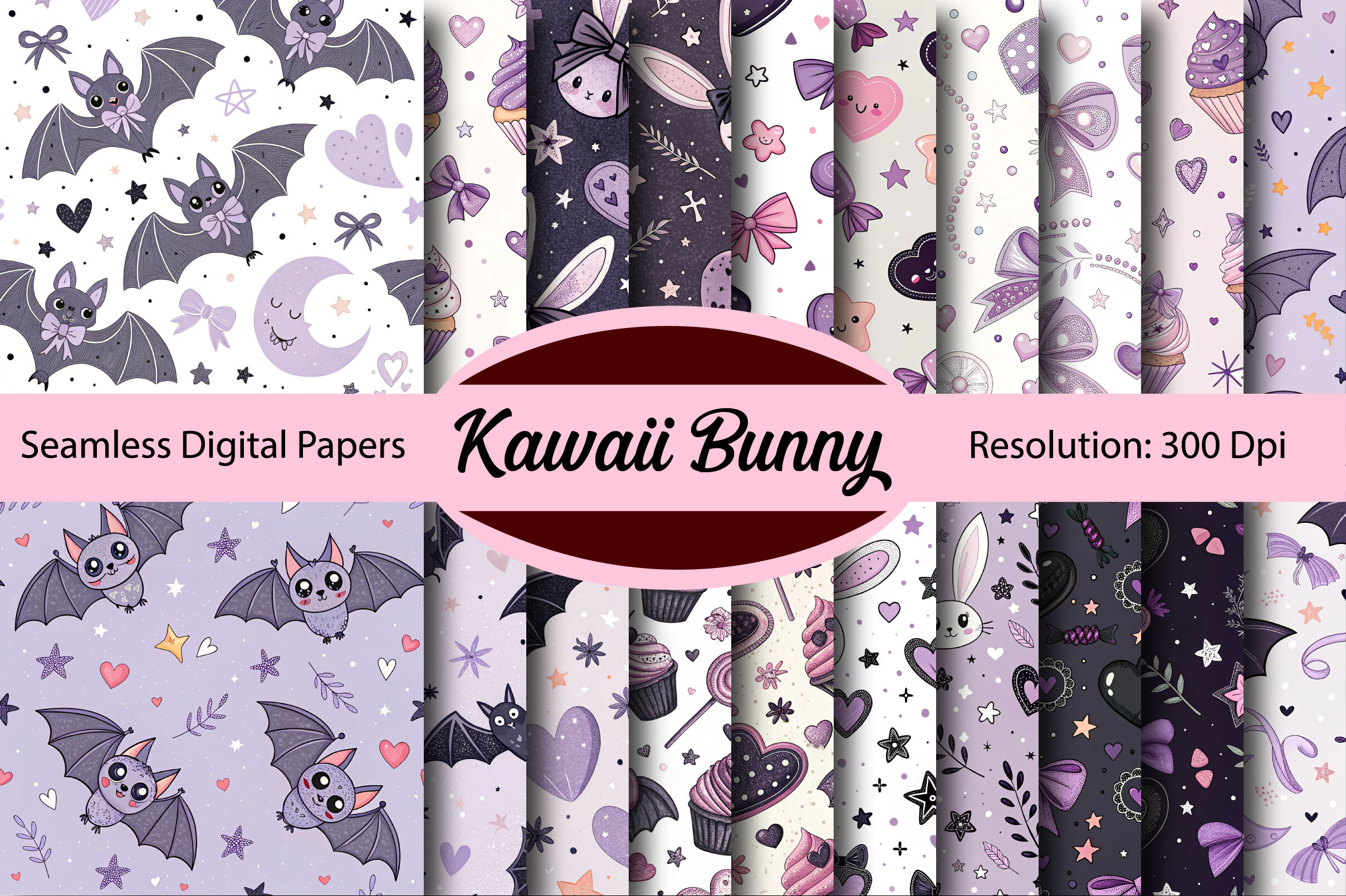 Kawaii Bunny Seamless Digital Paper Graphic by Colourful · Creative Fabrica