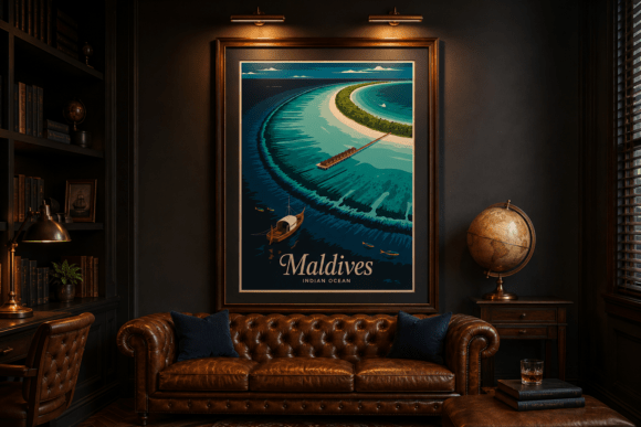 Maldives Vintage Travel Poster