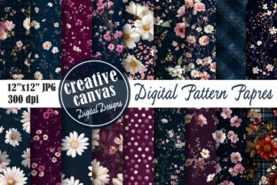 Midnight Floral Digital Paper Bundle Graphic by Creative Canvas ...