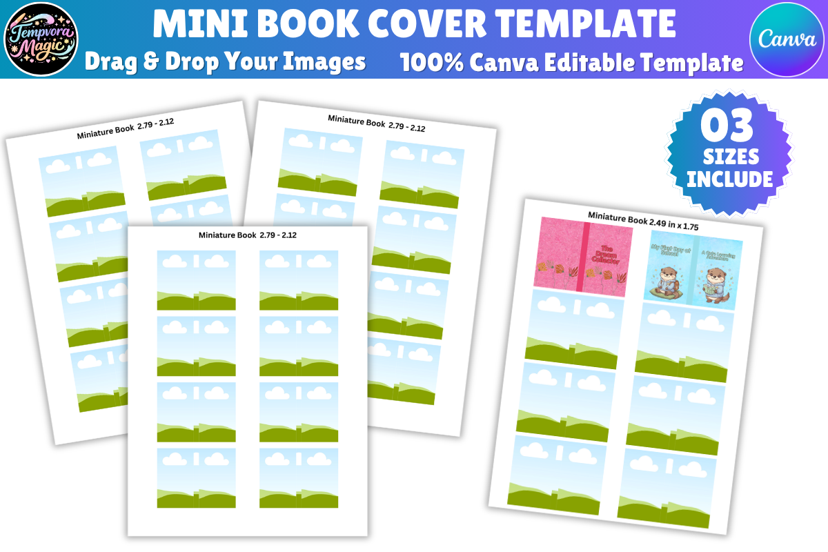 Mini Book Covers Canva Editable Template
