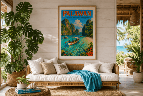 Palawan Philippines Vintage Poster