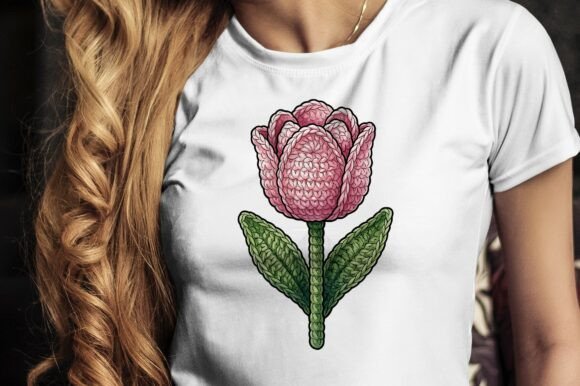 Pink Crochet Tulip with Detailed Petals