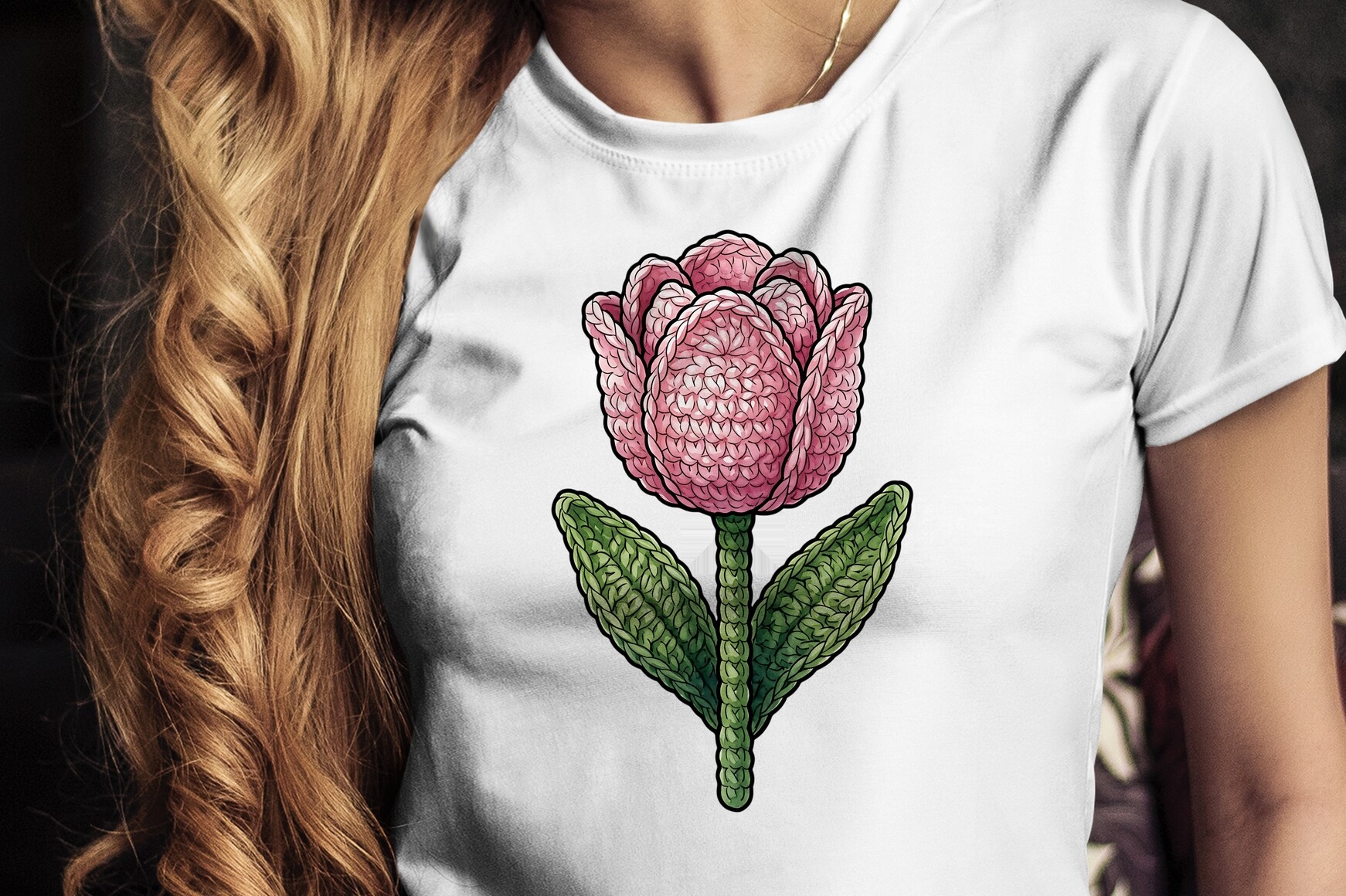 Pink Crochet Tulip with Detailed Petals