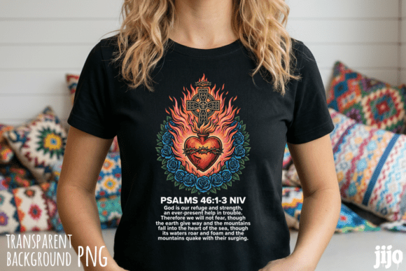 Psalms Heart Cross Christian PNG