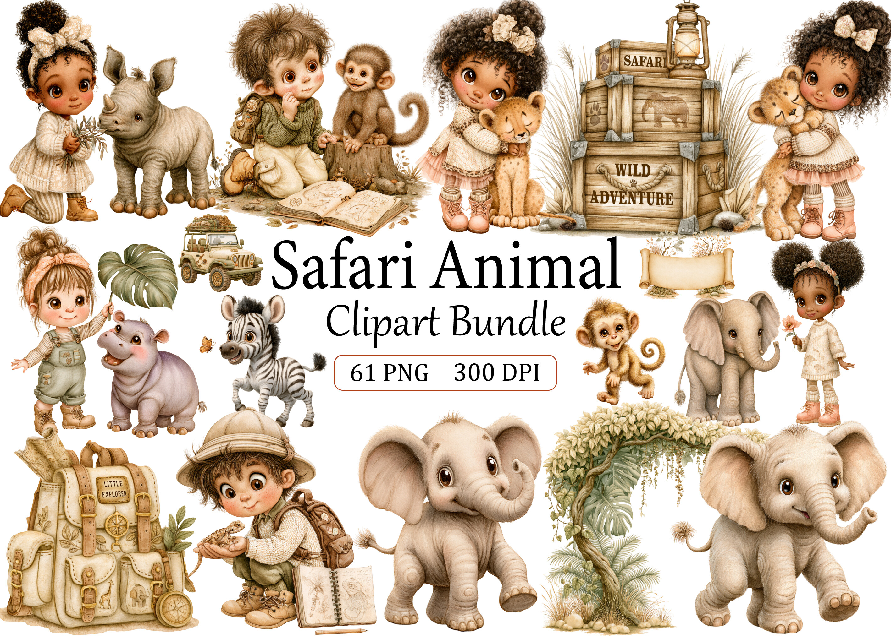 Safari Animal Clipart Bundle Graphic by Creative Design · Creative Fabrica