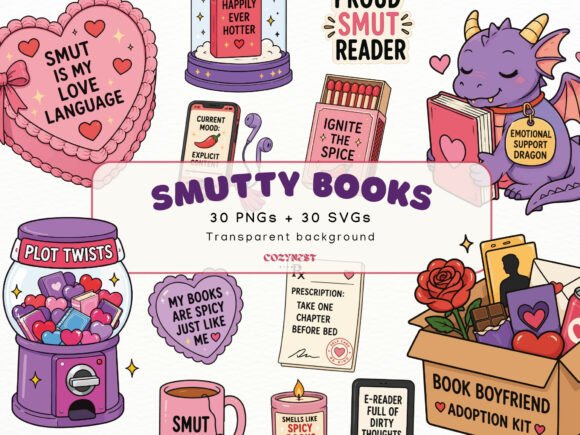Smutty Books Cliparts, Spicy Romance PNG