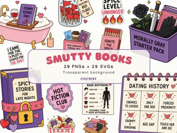 Spicy Romance Books Clipart Bookish PNG