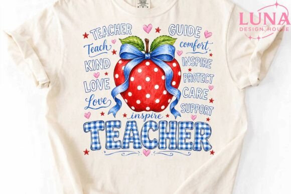 Teacher Apple Sublimation PNG Design