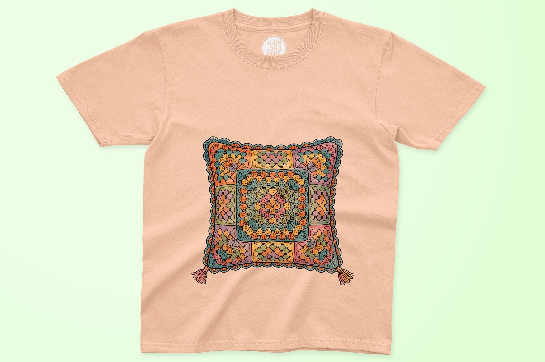 Vibrant Crochet Pillow with Intricate