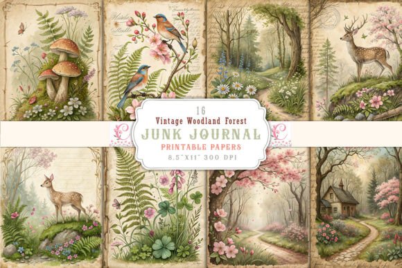 Preview of Vintage Woodland Forest Junk Journal