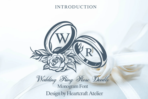 Preview specimen of Wedding Ring Rose Doodle decorative font