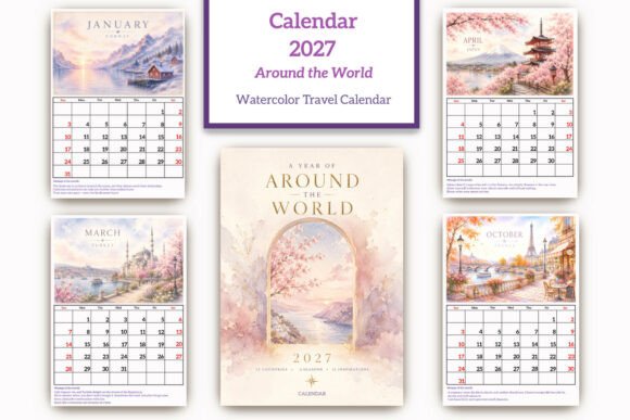 2027printable Calendar-Around the World
