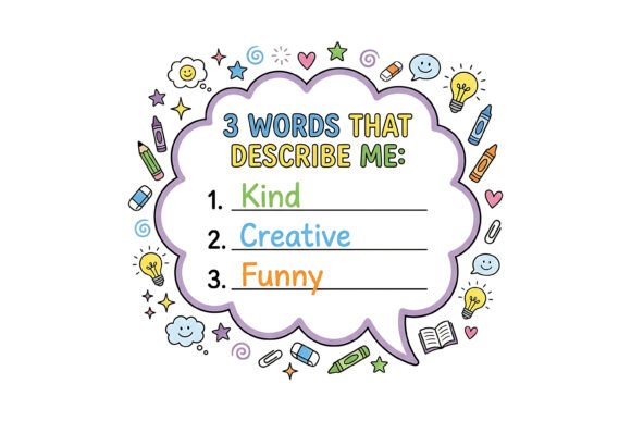 3 Words That Describe Me Worksheet