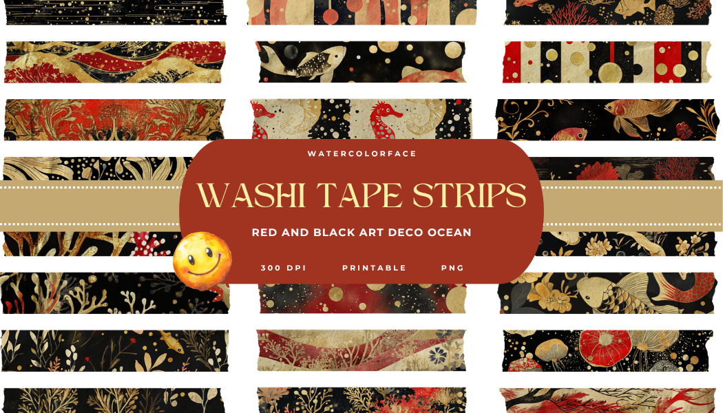 Art Deco Ocean Washi Tape Strips