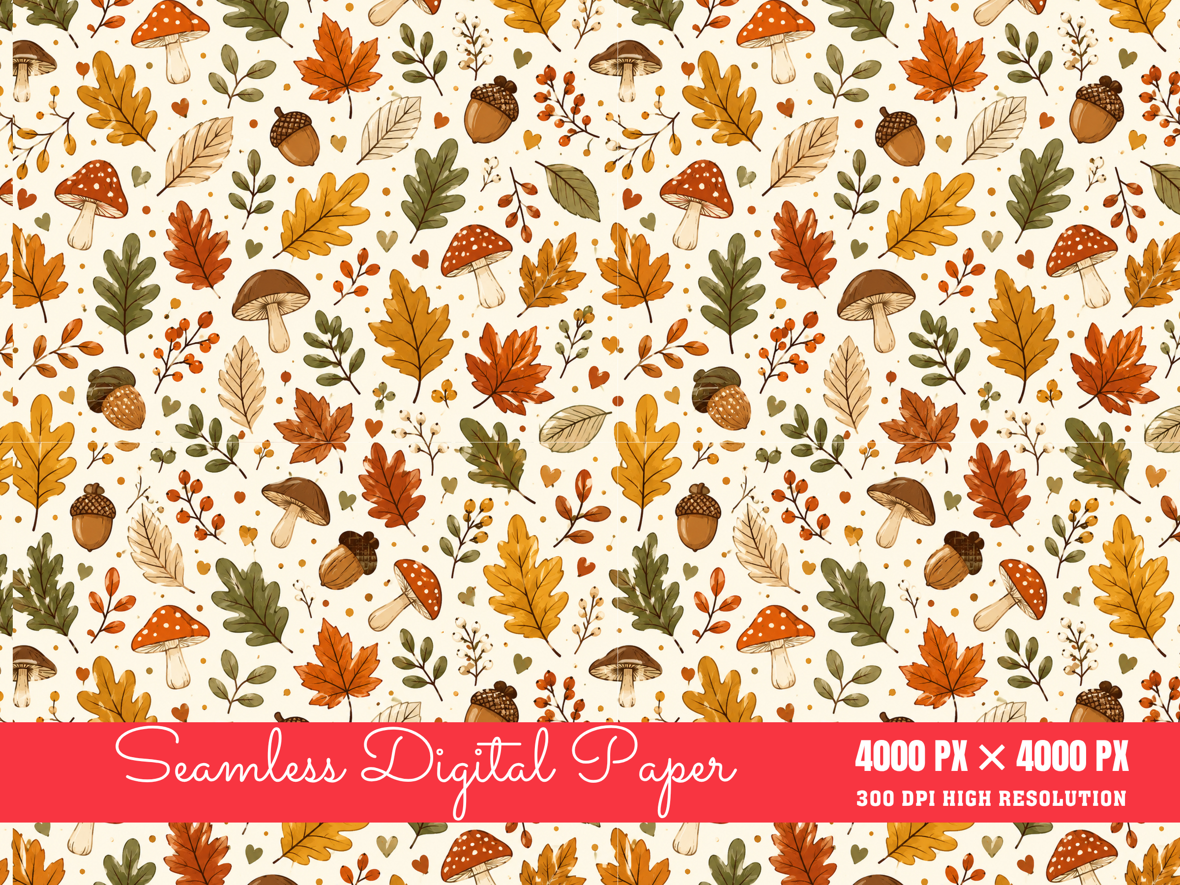 Autumn Digital Paper, Fall Seamless