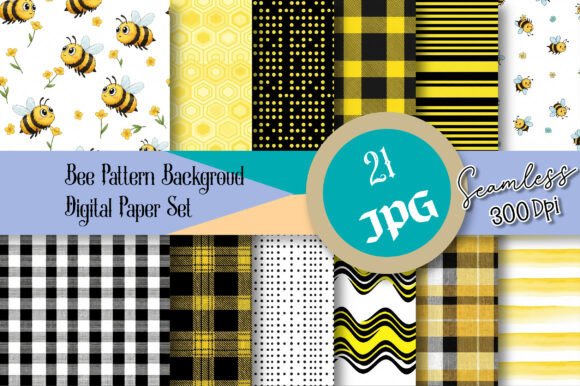Bee Pattern Backgroud Digital Paper Set
