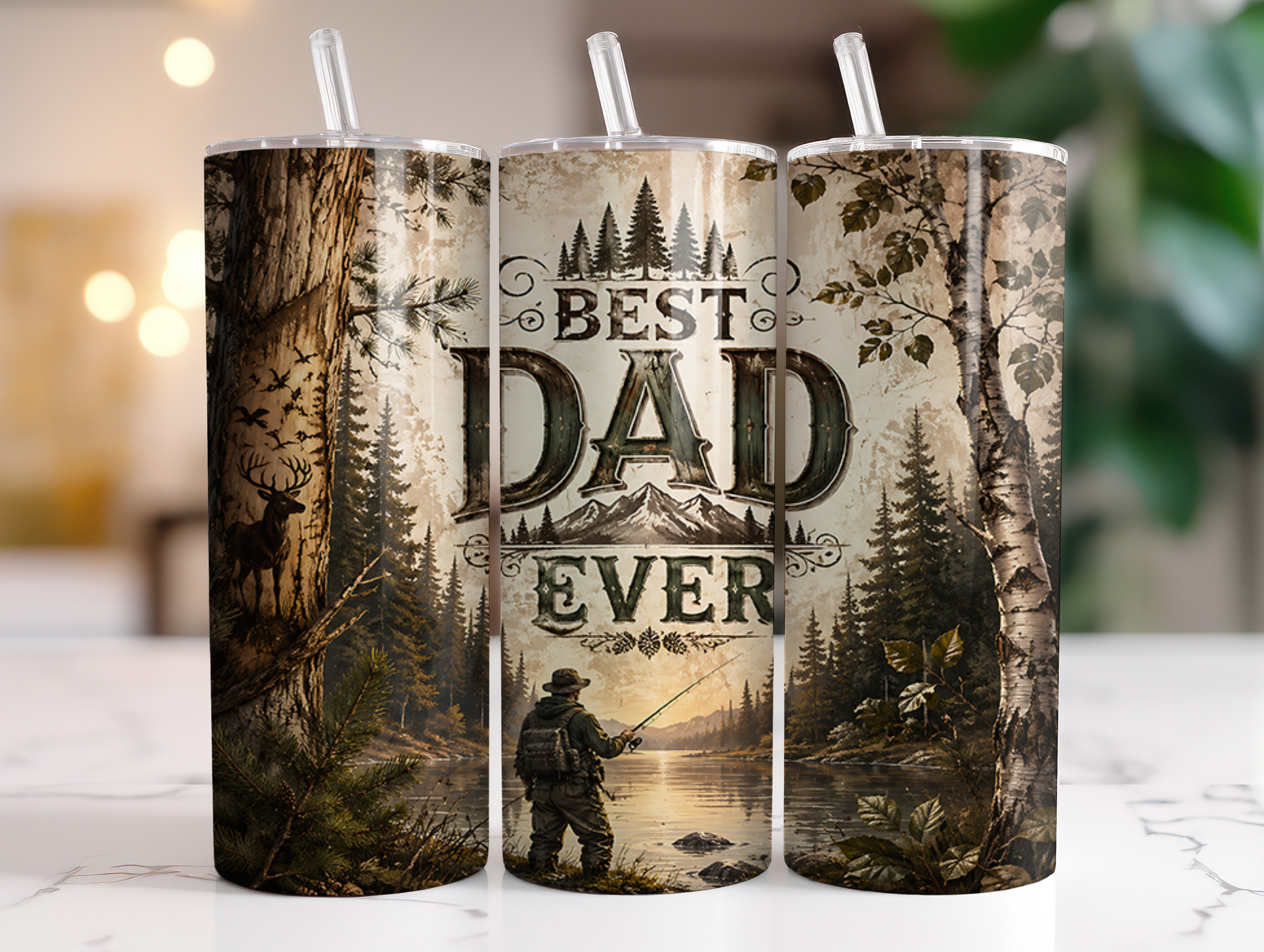 Best Dad Ever 20oz Tumbler Wraps PNG