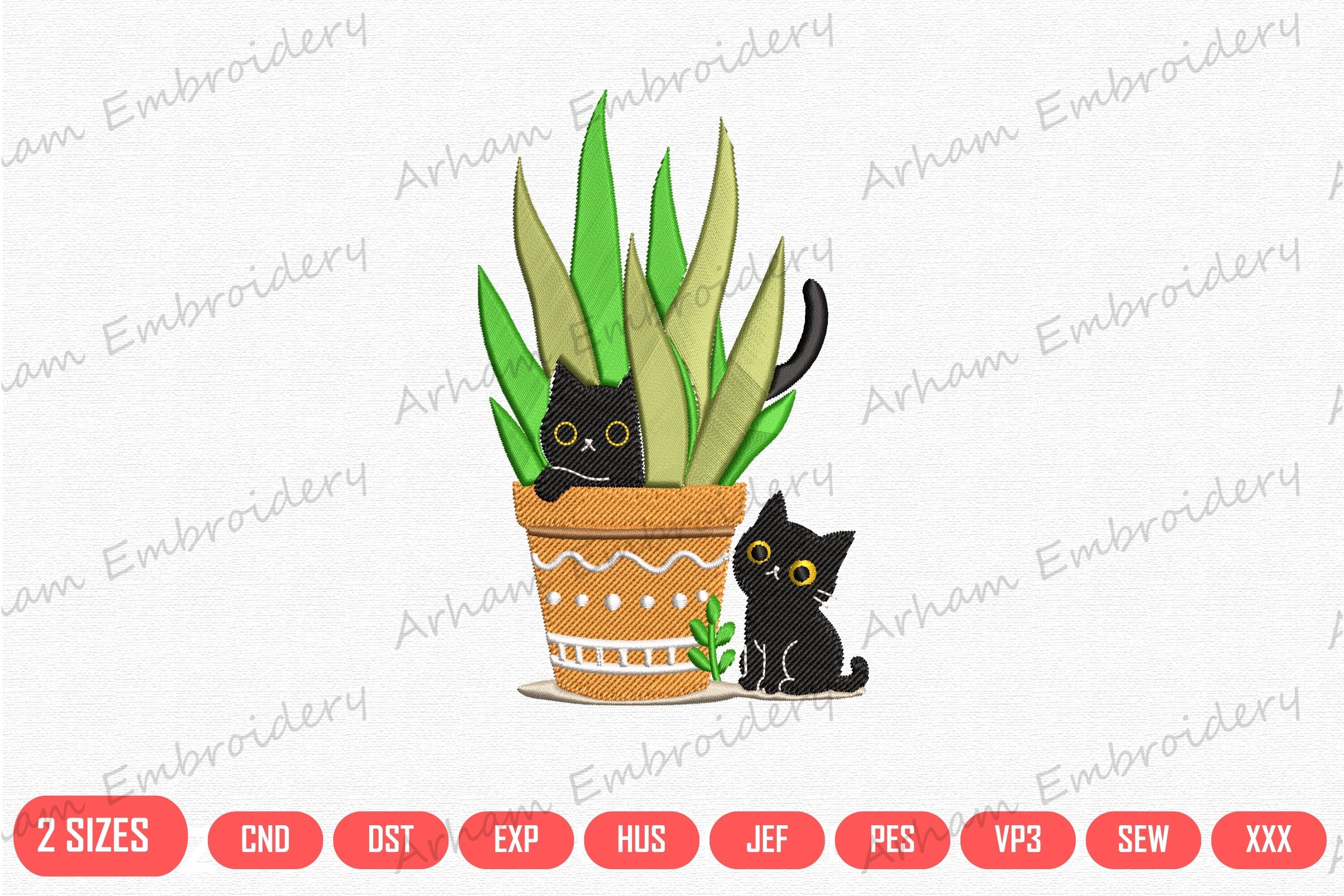 Black Cats and Houseplant