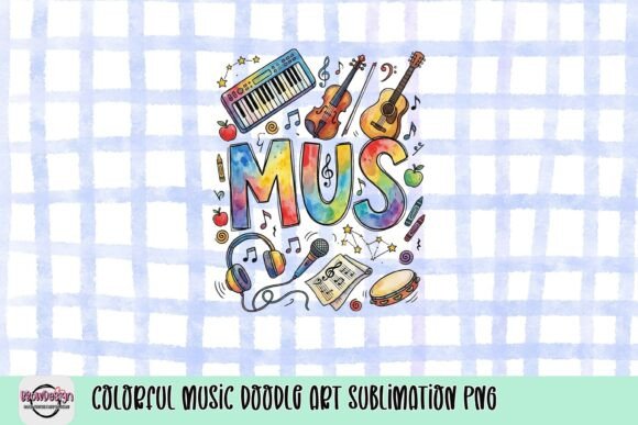 Colorful Music Doodle Art Sublimation PNG