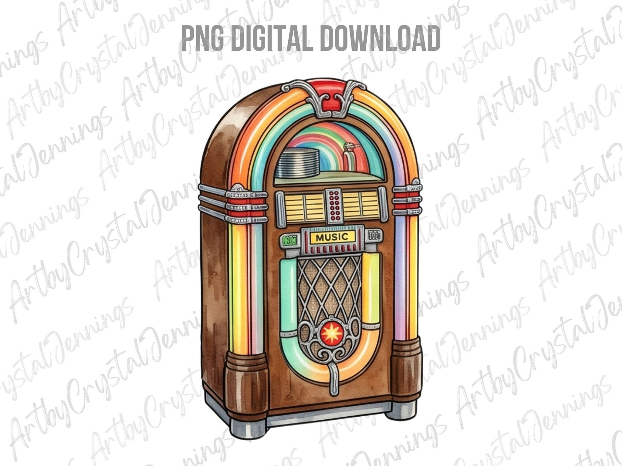 Colorful Retro Jukebox Clipart PNG