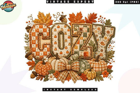 Cozy Autumn Pumpkin Patchwork PNG