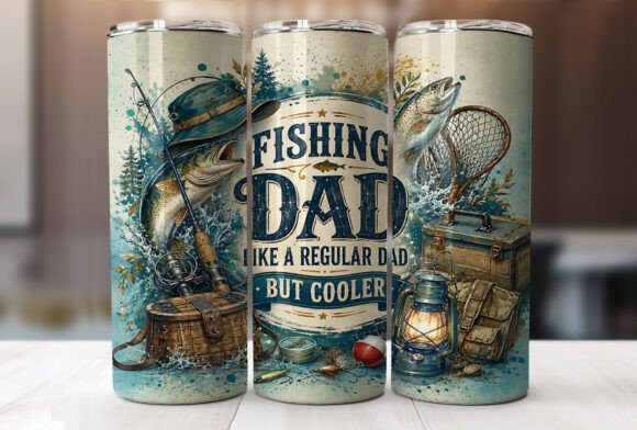 Fishing Dad Tumbler Wraps Sublimation