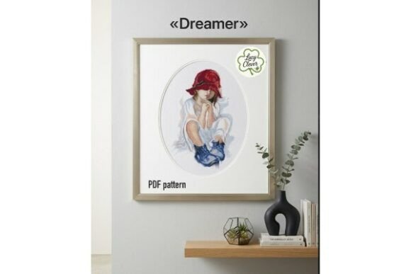Girl Dreaming Cross Stitch Pattern