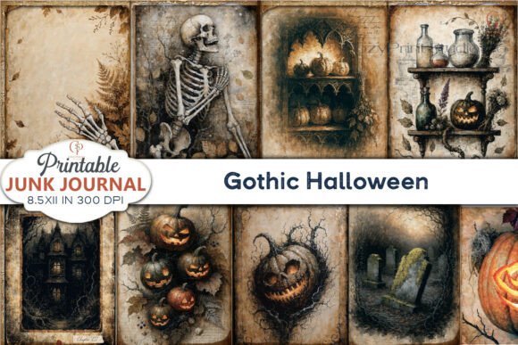 Gothic Halloween Junk Journal Pages