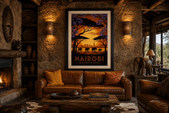 Nairobi Kenya Vintage Travel Poster