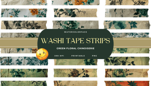 Red Green Vintage Chinoiserie Washi Tape