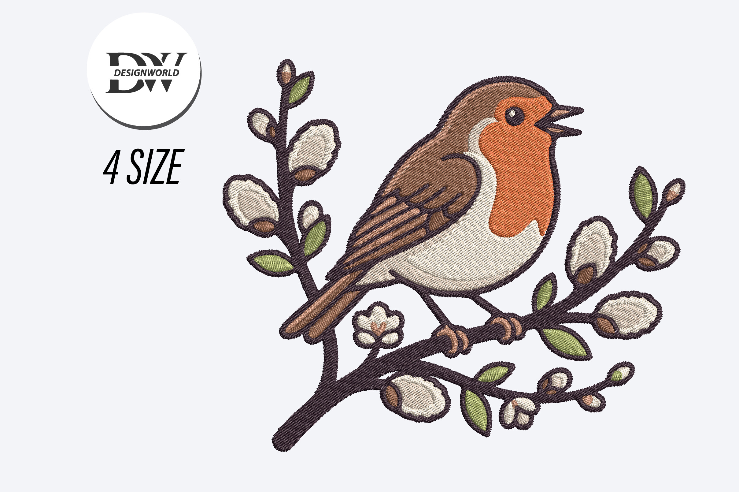 Robin Bird Embroidery Design · Creative Fabrica