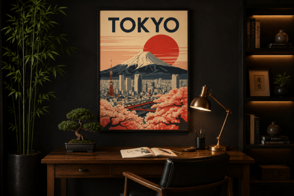 Tokyo Japan Vintage Travel Poster