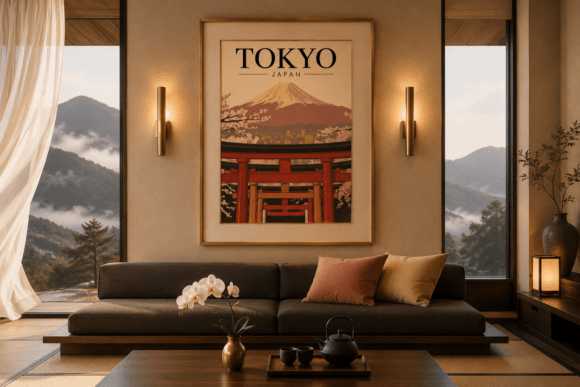 Tokyo Japan Vintage Travel Poster