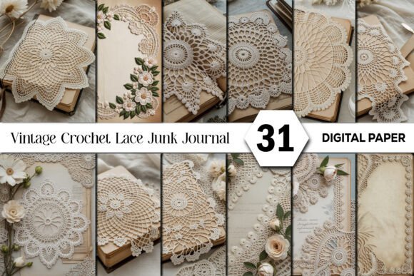 Vintage Crochet Lace Junk Journal Kit