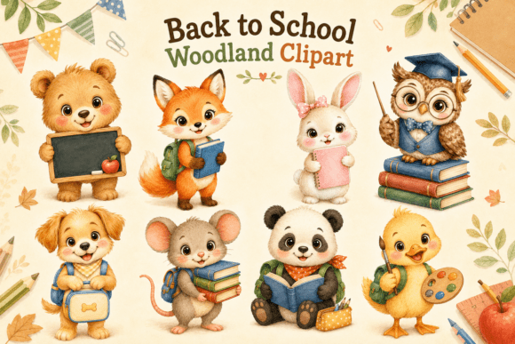 20 Back to School Animals PNG Bundle