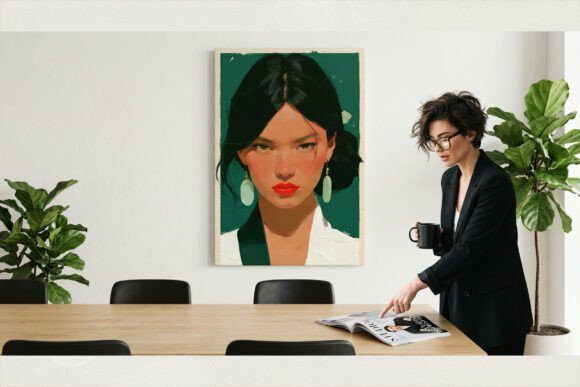 Bold Emerald Jade Woman Portrait Print